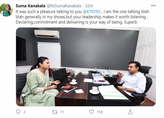 anchor suma kanakala met minister ktr