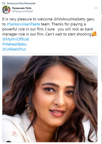 Anushka Shetty To Play Key Role In Mahesh Babu's Sarkaru Vaari Paata?