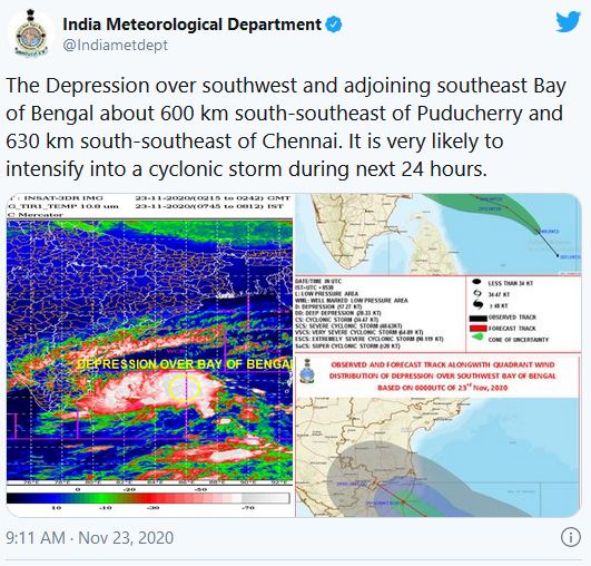 ସ୍ଥଳଭାଗ ଆଡକୁ ମାଡିଆସୁଛି ବାତ୍ୟା 'ନିଭାର', 6 NDRF ଟିମ୍‌ ମୁତୟନ