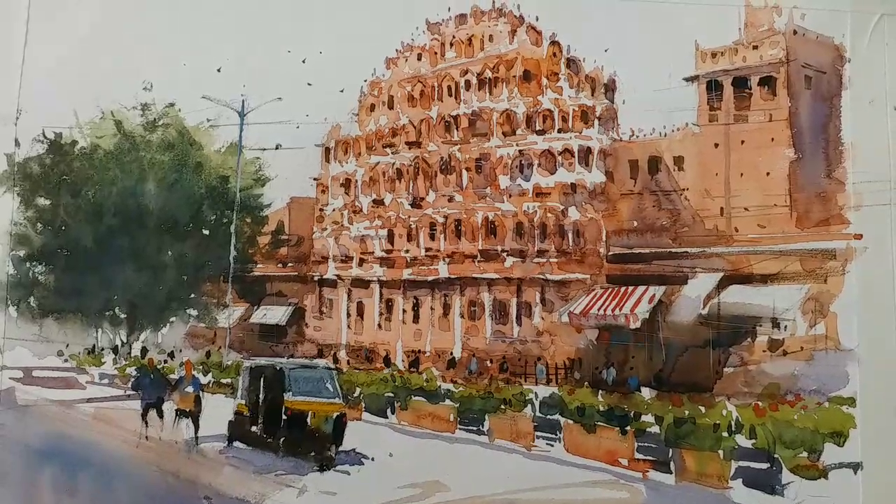 Beauty of jaipur,   Water color painting in jaipur,  Governor Kalraj Mishra