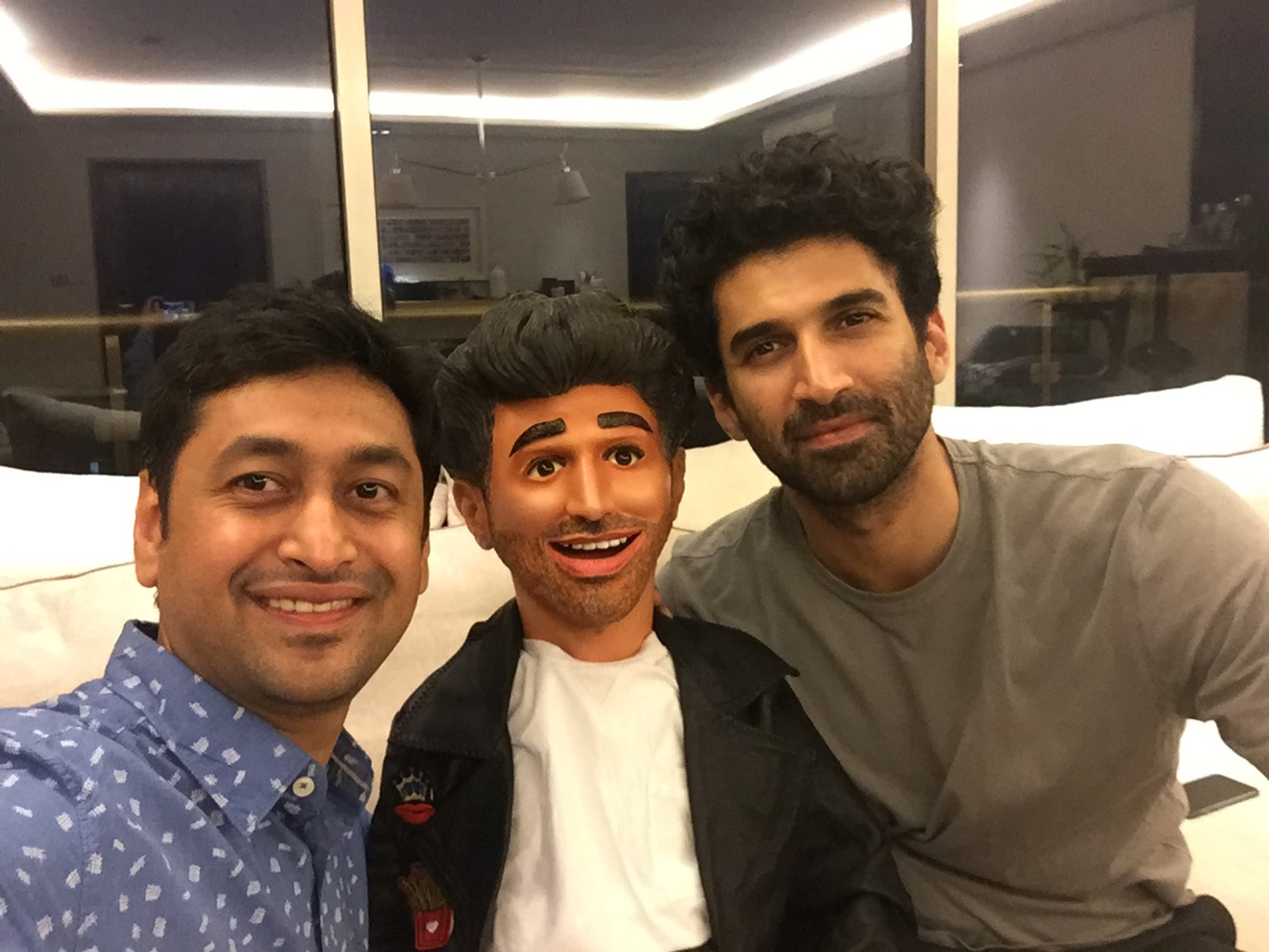 Satyajit and Aditya with talking dolls