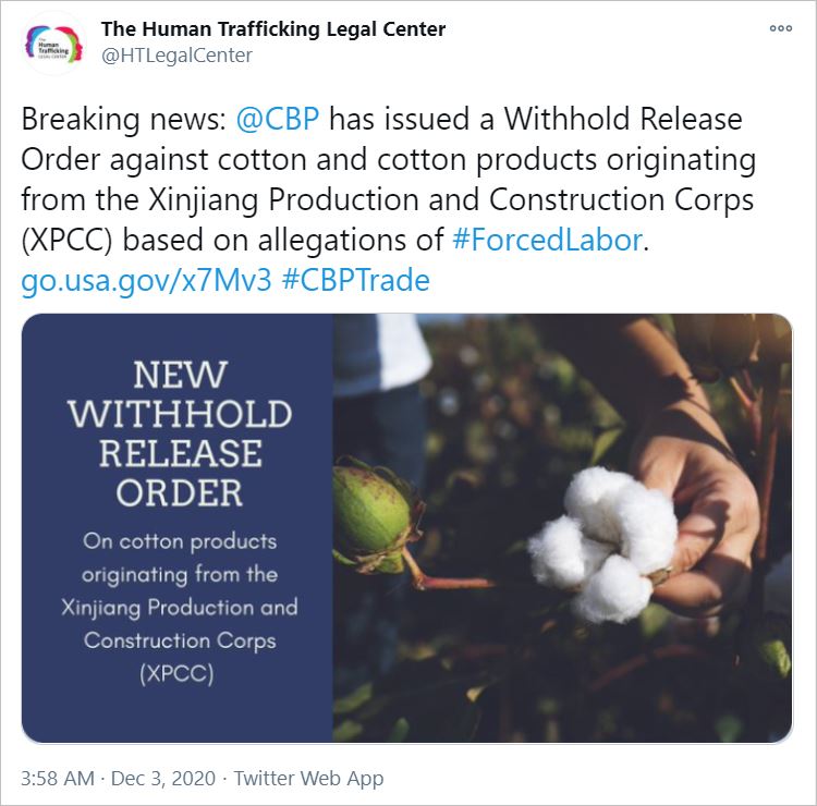 US blocks China's cotton due to human rights concerns in Xinjiang