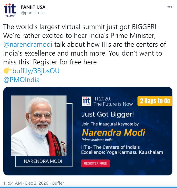 PM to deliver keynote address at IIT 2020 Global Summit