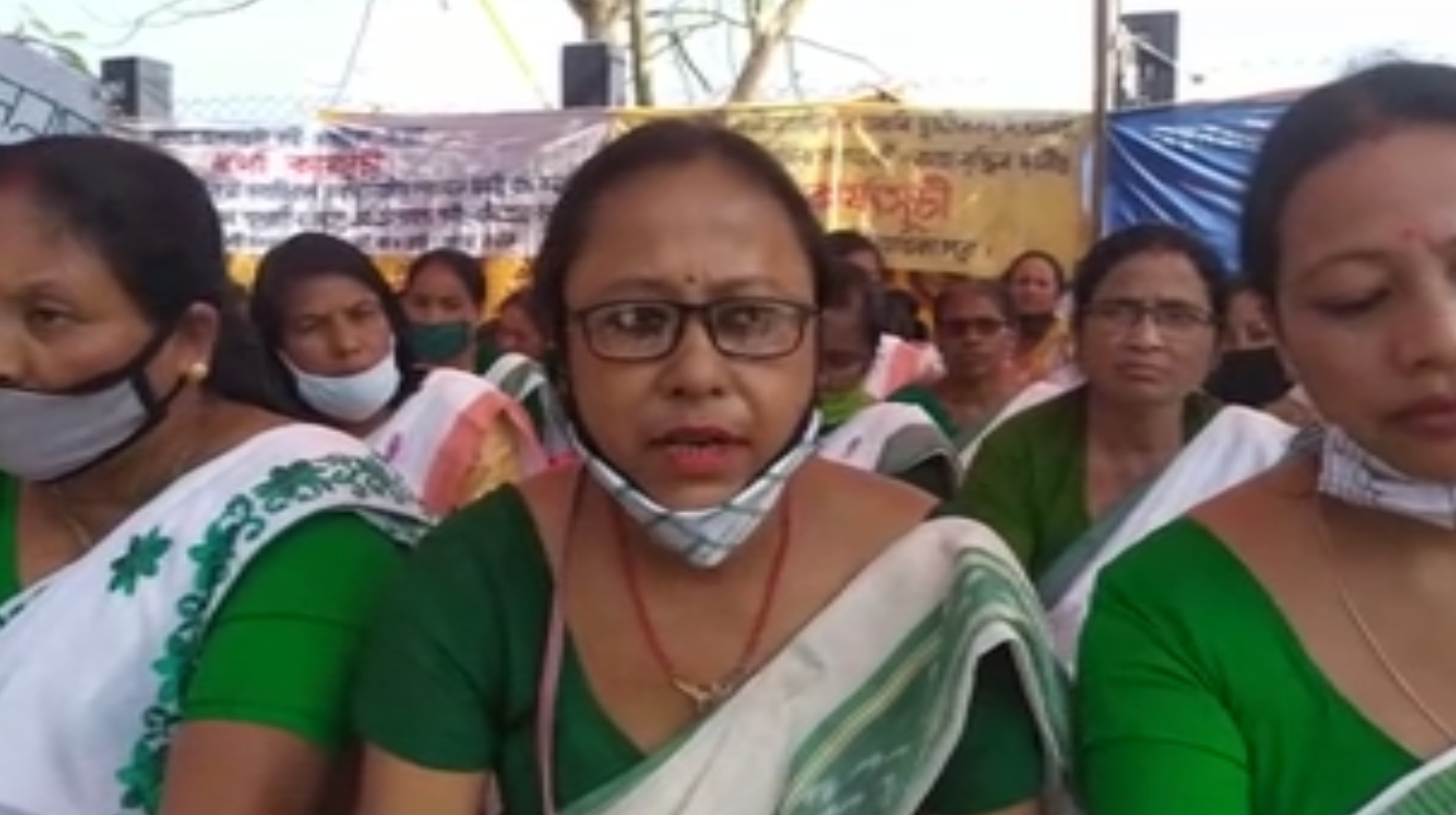 anganwadi workers protest