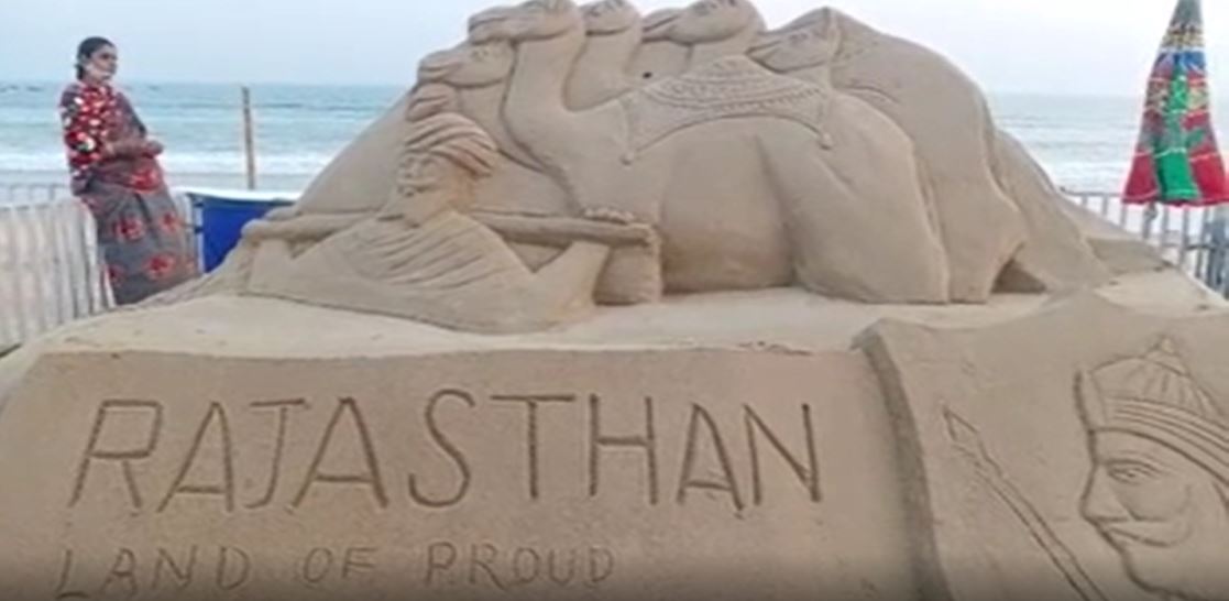 Sand artists creates sculpture to spread awareness in International sand art festival