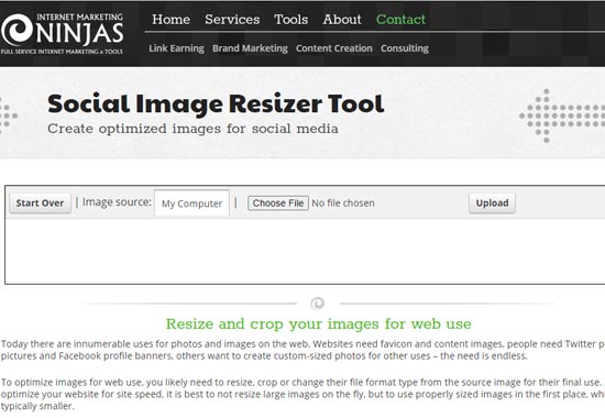 Social image resizer tool