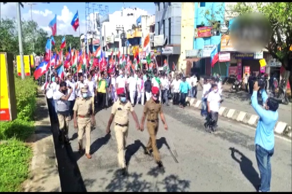 Political parties march on the streets of Puducherry