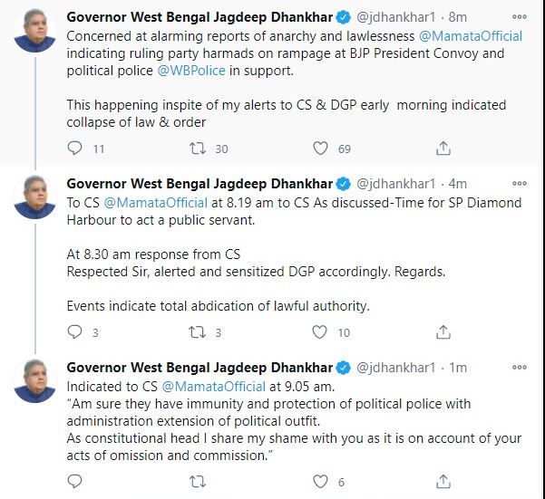 Nadda's convoy attacked in Bengal, Shah orders probe, TMC says BJP 'plot'