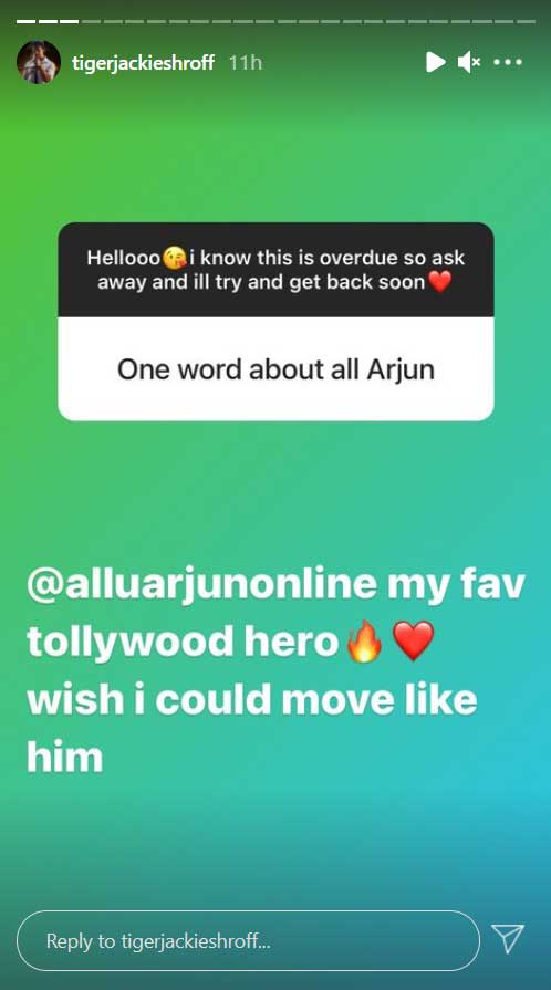 tiger shroff is a fan of Allu arjun