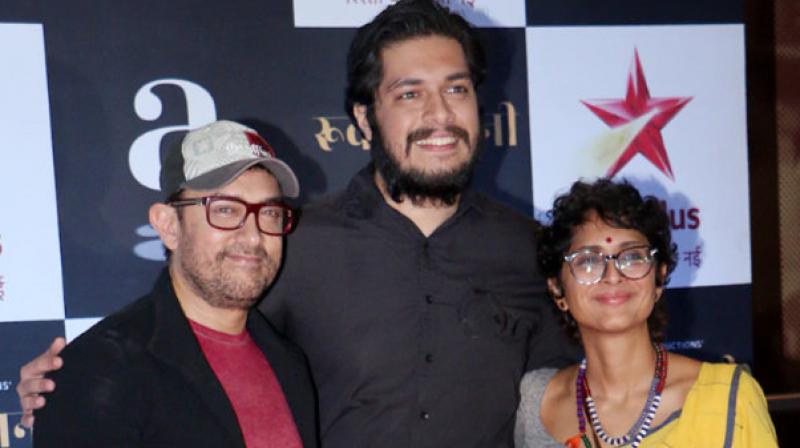 Junaid Khan with Aamir Khan and Kiran Rao.