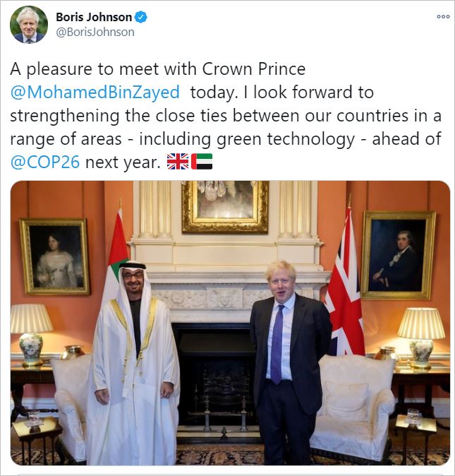 Joint Communique for the Meeting between HH Sheikh Mohamed Bin Zayed Al Nahyan and PM Boris Johnson