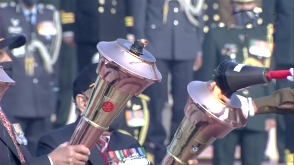 Prime Minister Narendra Modi lights up 'Swarnim Vijay Mashaal' at the National War Memorial on the 50th-anniversary of the 1971 India-Pakistan war