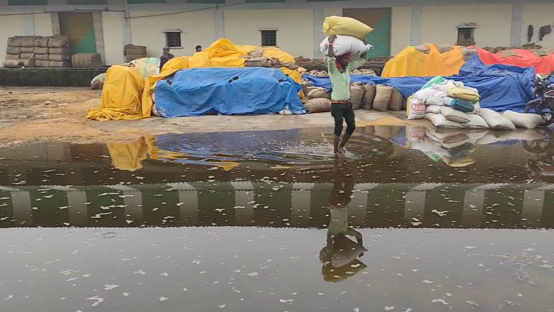 Paddy purchase center filled water