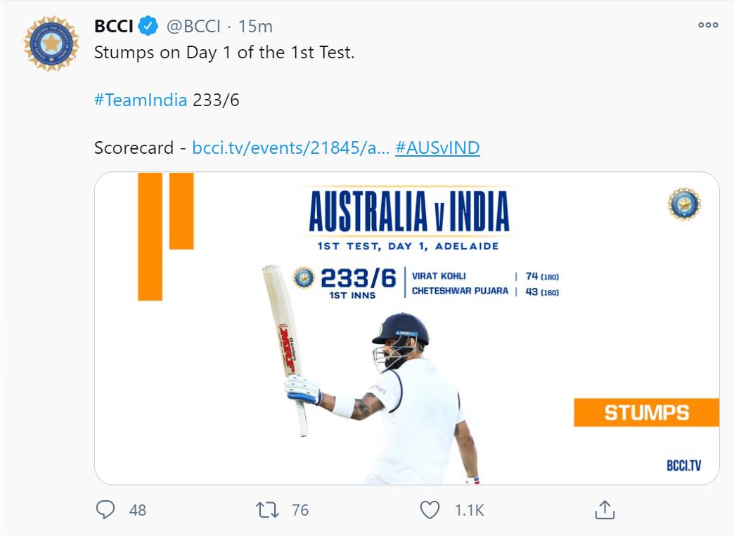 Australia vs India, 1st Test