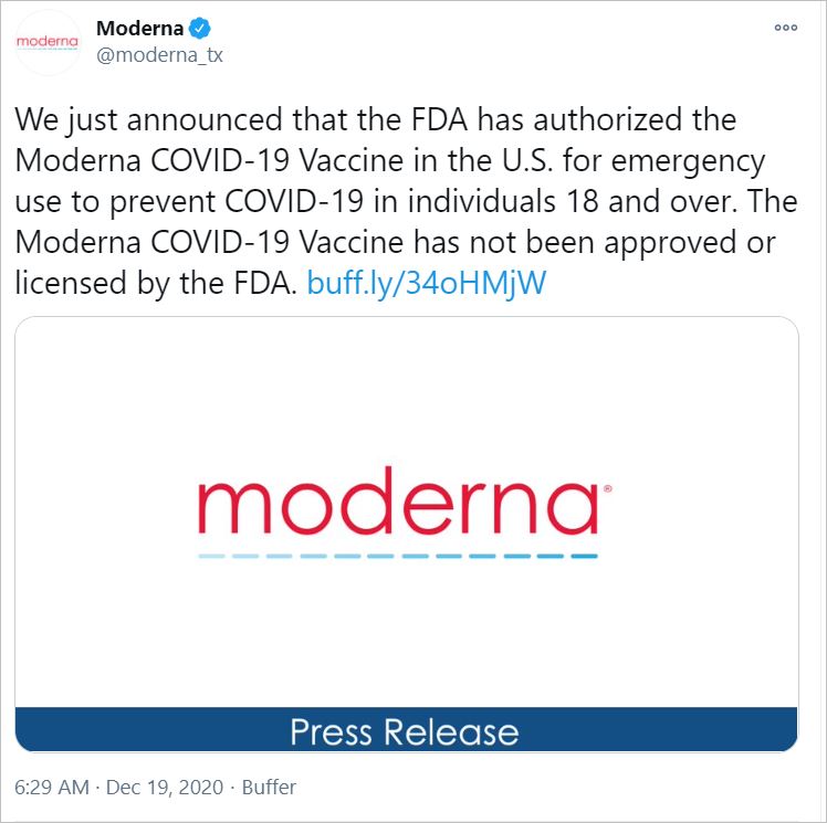 US FDA authorises Moderna Covid-19 vaccine for emergency use