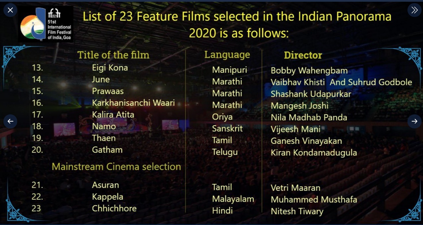 43 films including 'Sand Ki Aankh', 'Chhichore', Marathi 'Pravas' in Iffi