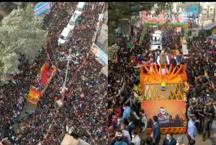 Union Home Minister Amit Shah holds roadshow in Bolpur