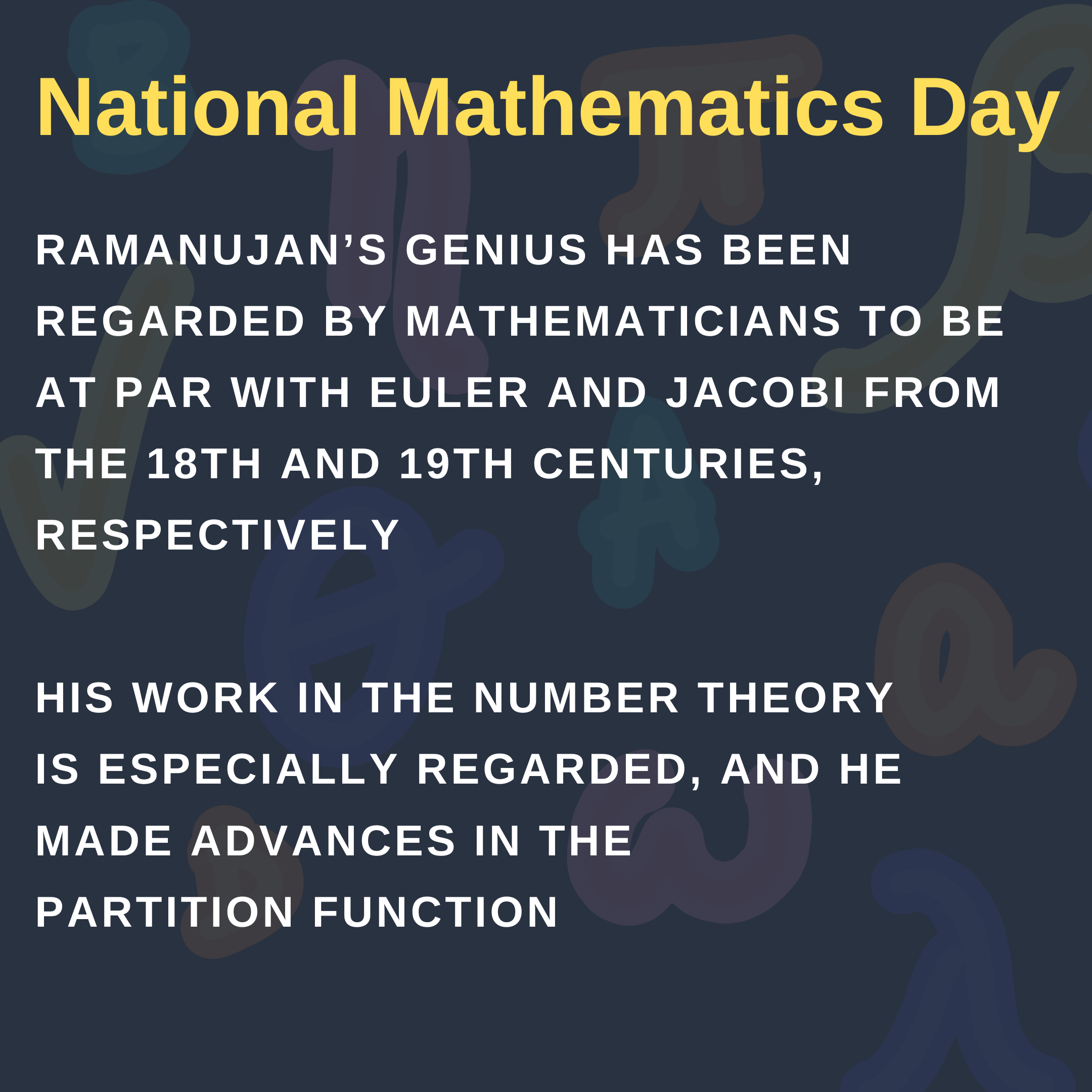 National Mathematics Day 2020,Srinivasa Ramanujan