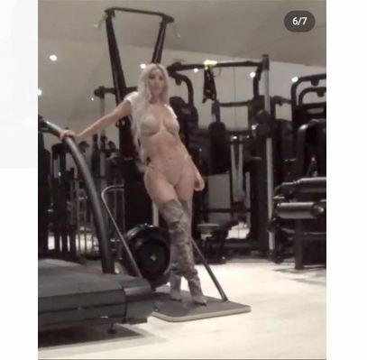 Kim Kardashian hits the gym in nude bikini here are some pictures