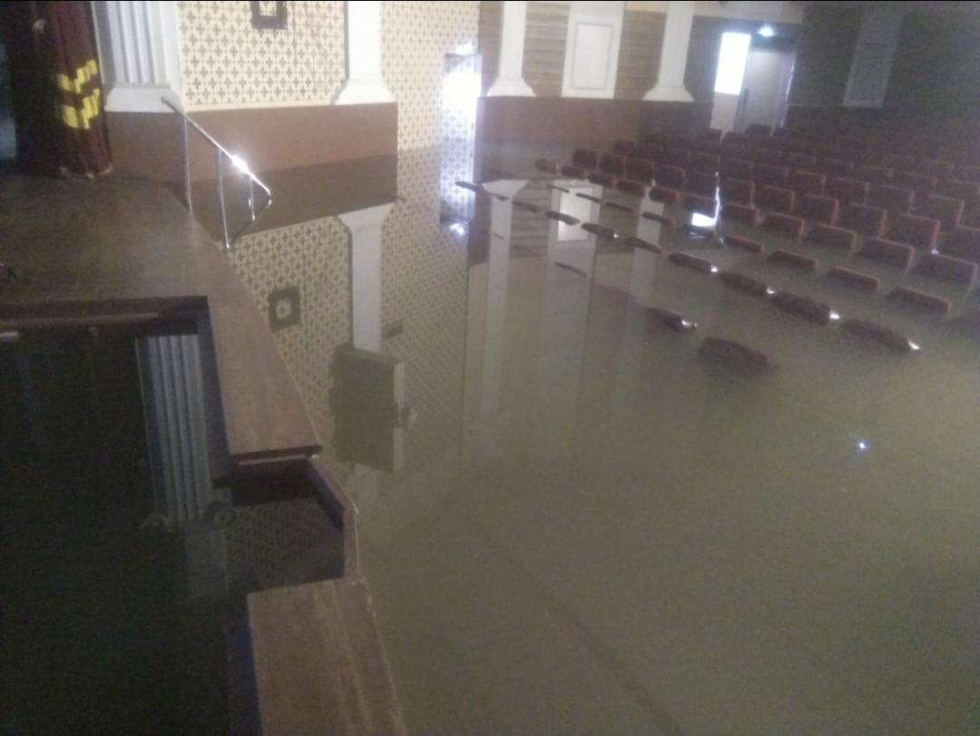 Rain damages Damodar Hall theater