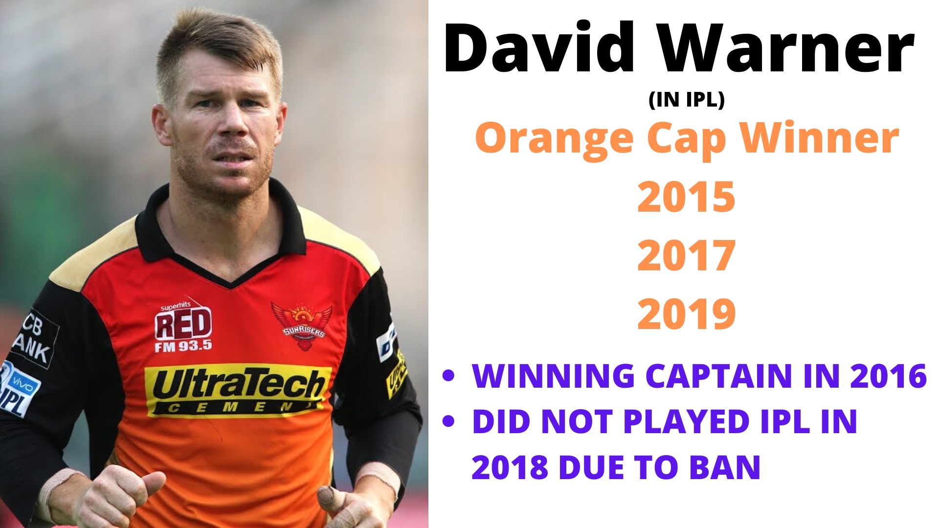 David Warner news  Sunrisers Hyderabad news  ipl news  ഐപിഎല്‍ വാർത്ത  ഡേവിഡ് വാർണർ വാർത്ത  സണ്‍റൈസേഴ്‌സ് ഹൈദരാബാദ് വാർത്ത