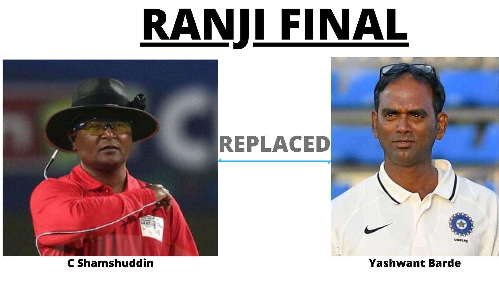 Rajkot, Ranji final, Umpire, ruled out, abdomen