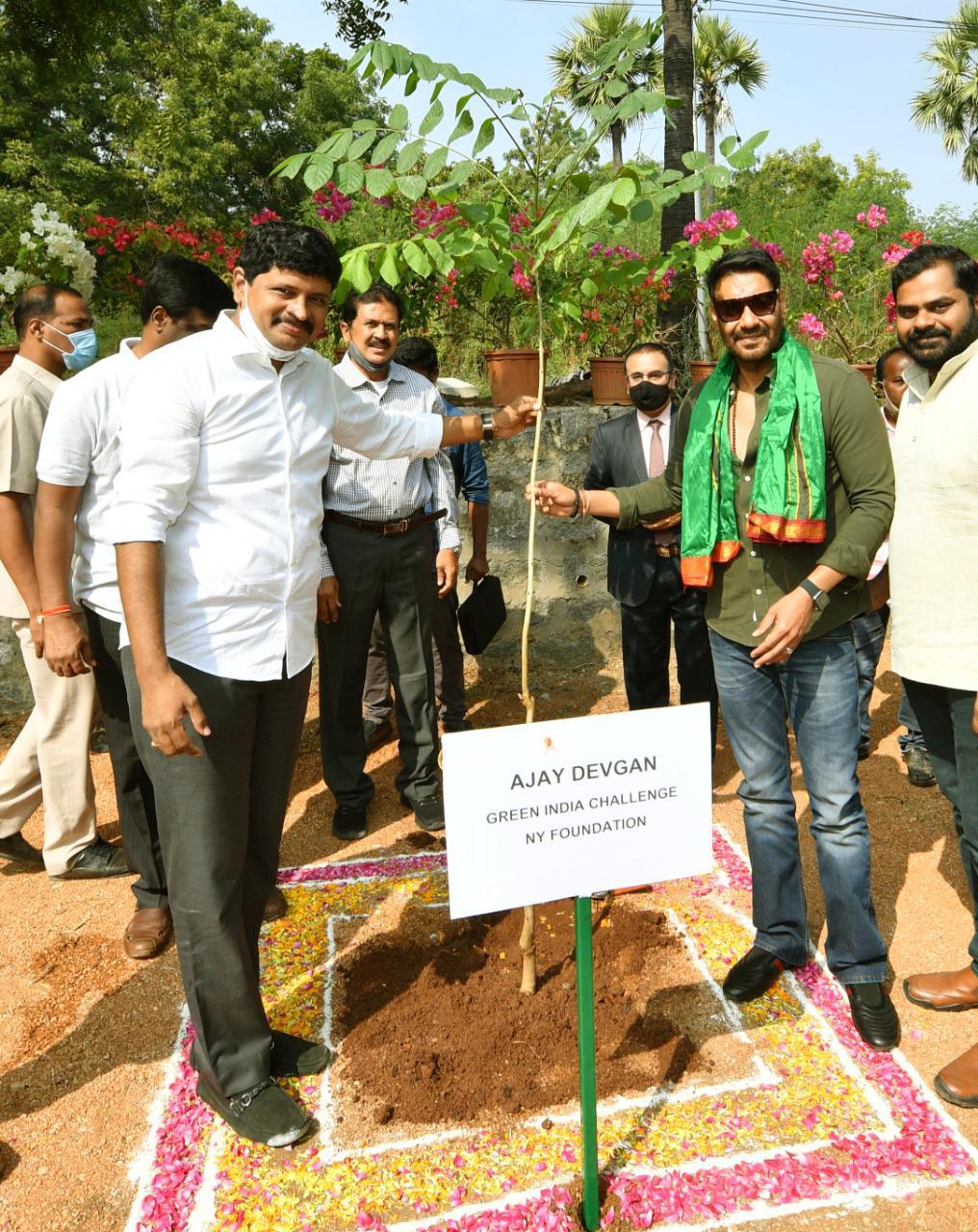 Ajay Devgn participate in Green India Challenge at ramoji film city