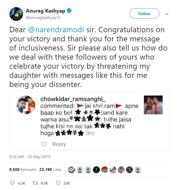 Anurag Kashyap's tweet