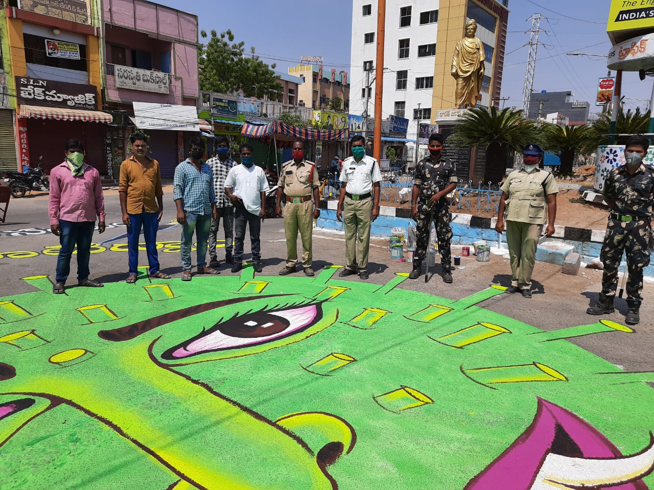 awareness on corona with corona picture at ananthapur