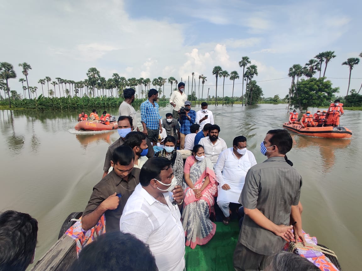 ap ministers visit flood areas