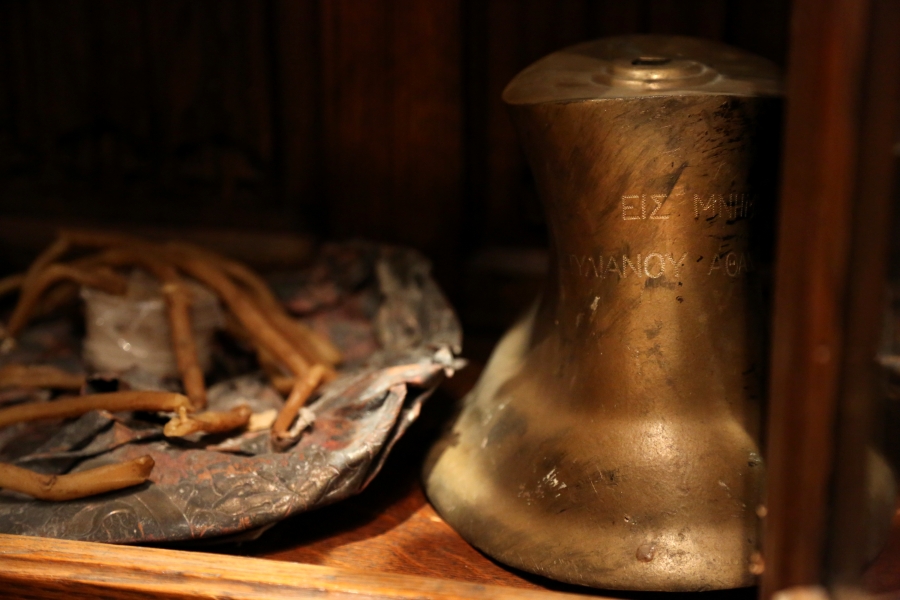 Candles and a small bell recovered from the original St. Nicholas Greek Orthodox Church, destroyed in the Sept. 11, 2001 attacks, are preserved at the Greek Orthodox Archdiocese of America in New York on Wednesday, Aug. 18, 2021.