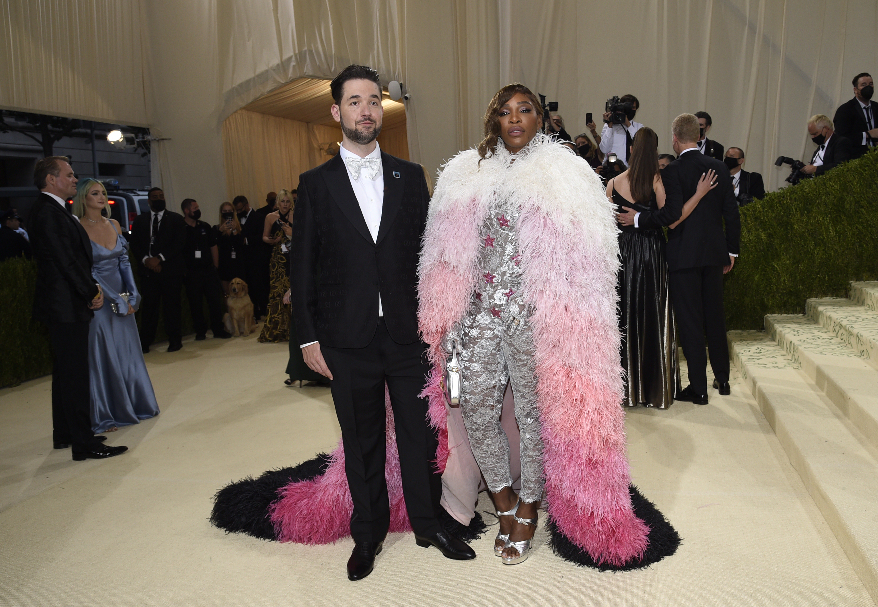 Alexis Ohanian, left, and Serena Williams attend The Metropolitan Museum of Art's Costume Institute benefit gala celebrating the opening of the "In America: A Lexicon of Fashion" exhibition on Monday, Sept. 13, 2021, in New York.