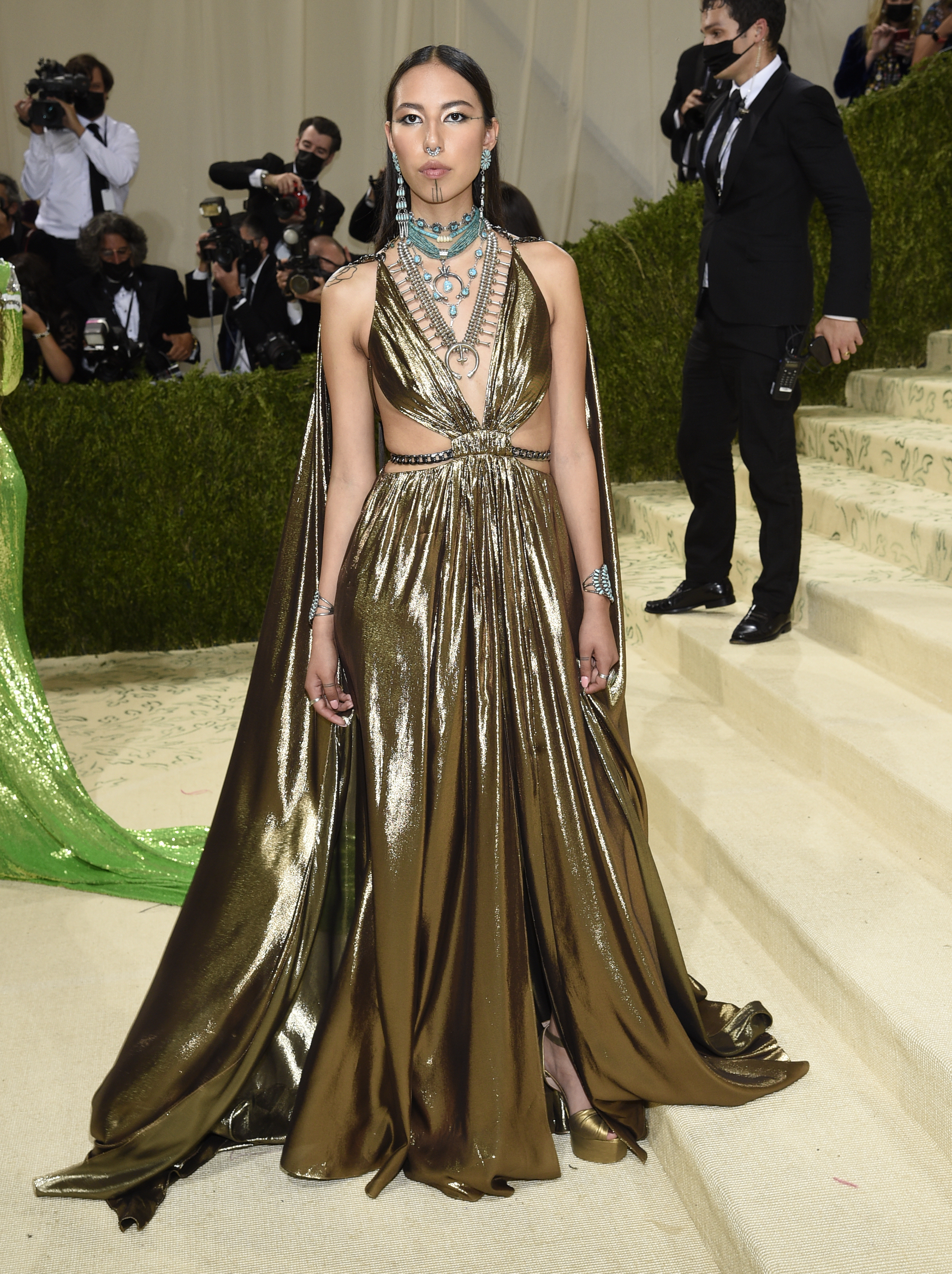 Quannah Chasinghorse attends The Metropolitan Museum of Art's Costume Institute benefit gala celebrating the opening of the "In America: A Lexicon of Fashion" exhibition on Monday, Sept. 13, 2021, in New York.