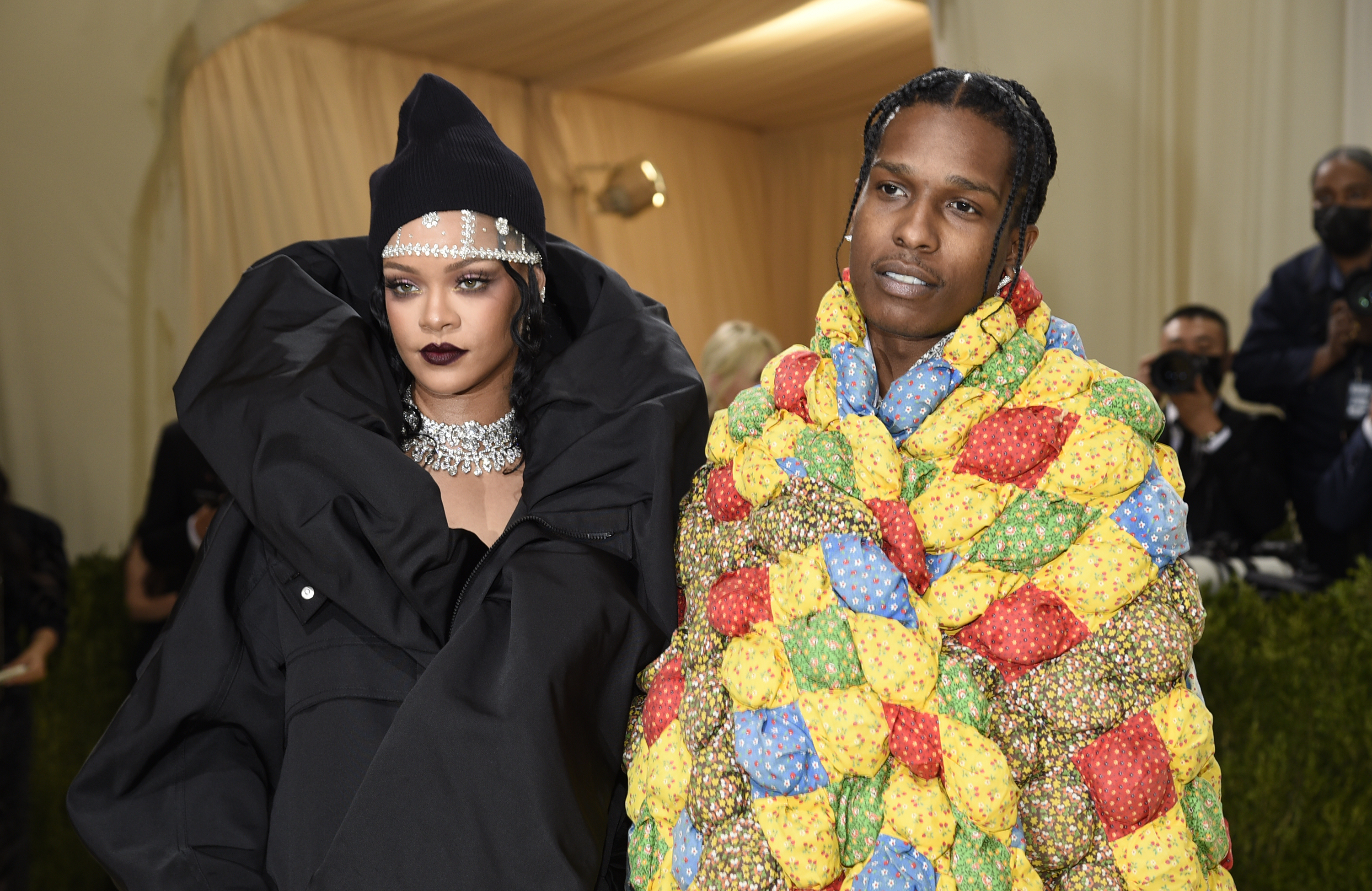 Rihanna, left, and ASAP Rocky attend The Metropolitan Museum of Art's Costume Institute benefit gala celebrating the opening of the "In America: A Lexicon of Fashion" exhibition on Monday, Sept. 13, 2021, in New York.