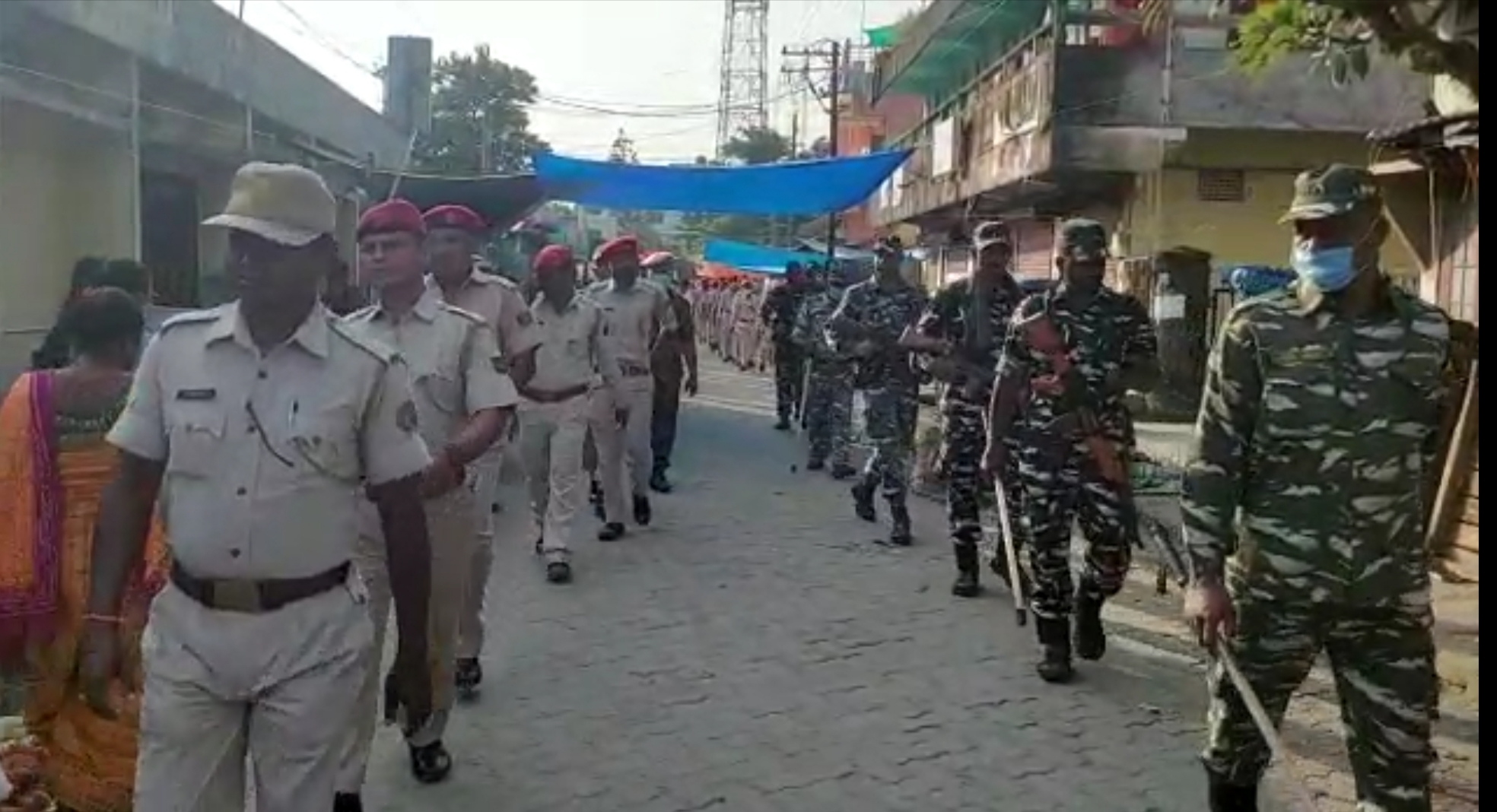 Police march in Kokrajhar