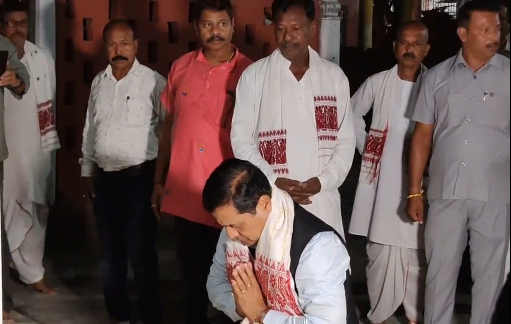 Union Minister Sarbananda Sonowal at the residence of late Burha Satriya of Barpeta Satra