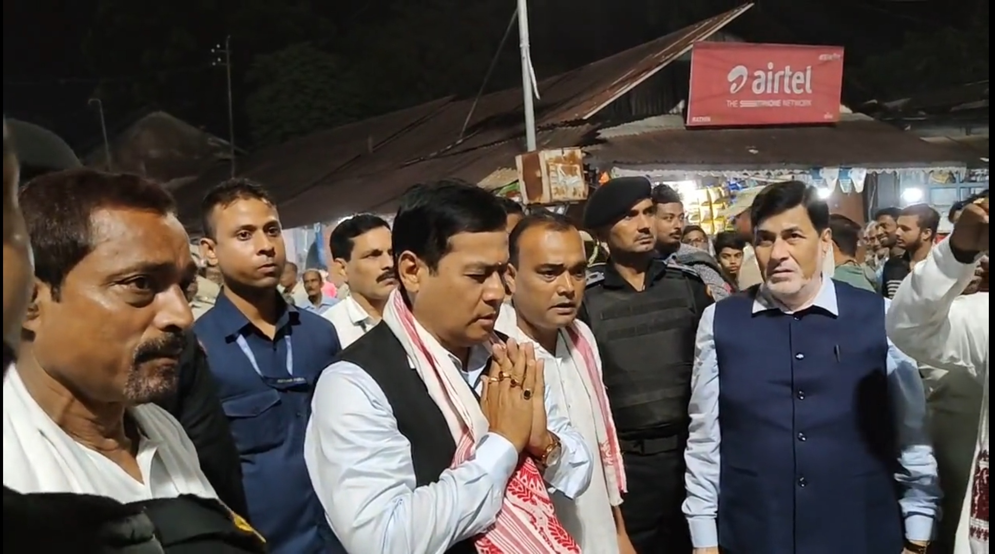 Union Minister Sarbananda Sonowal at the residence of late Burha Satriya of Barpeta Satra