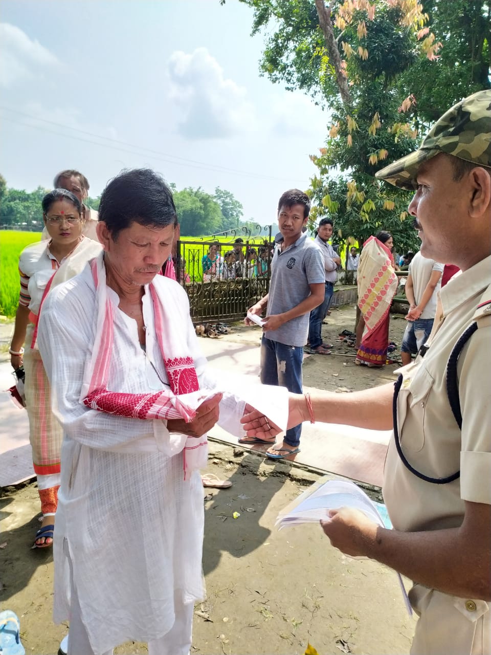 A police officer take special step during Puja