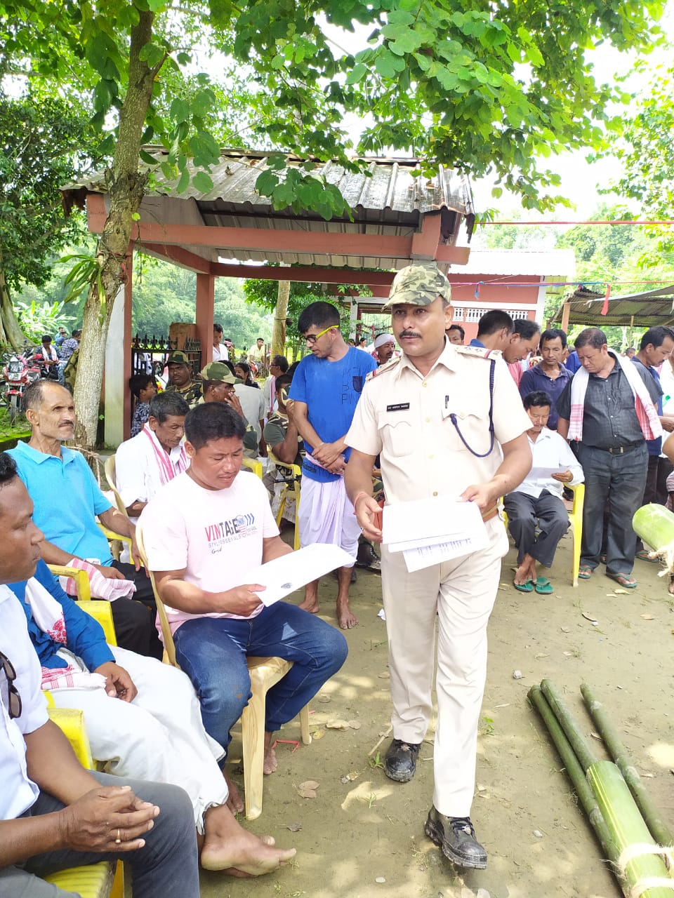 A police officer take special step during Puja