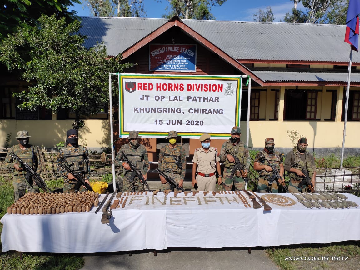 huge arms and ammunition recovered at Chirang