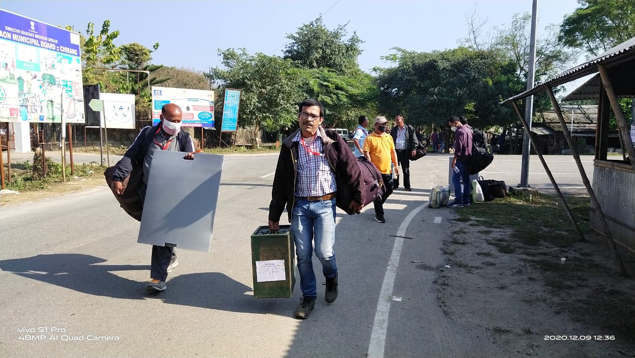 Chirang Ofiicials going to polling station