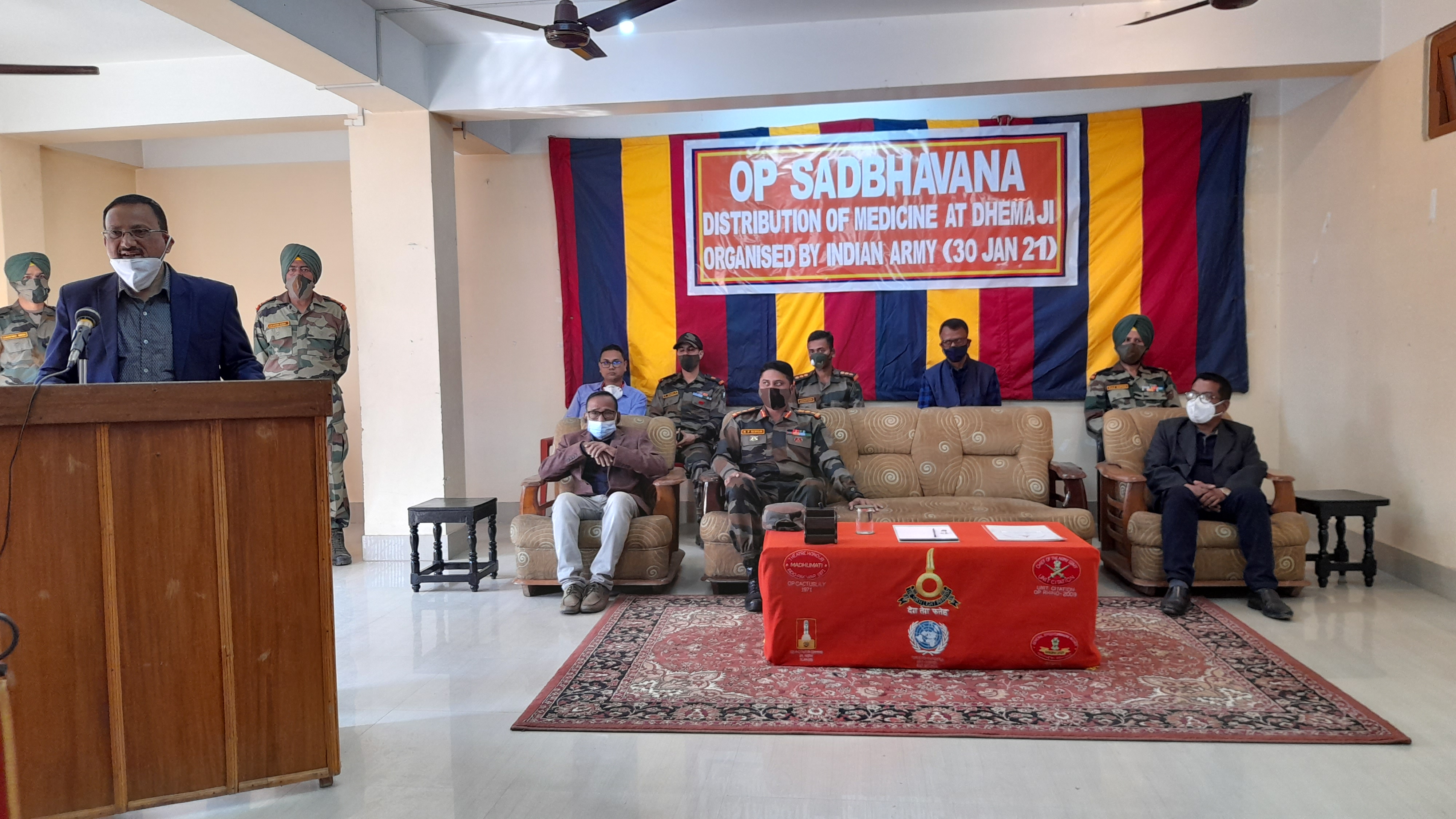 Indian army distributed mask,PPE kit, mediceine at Dhemaji