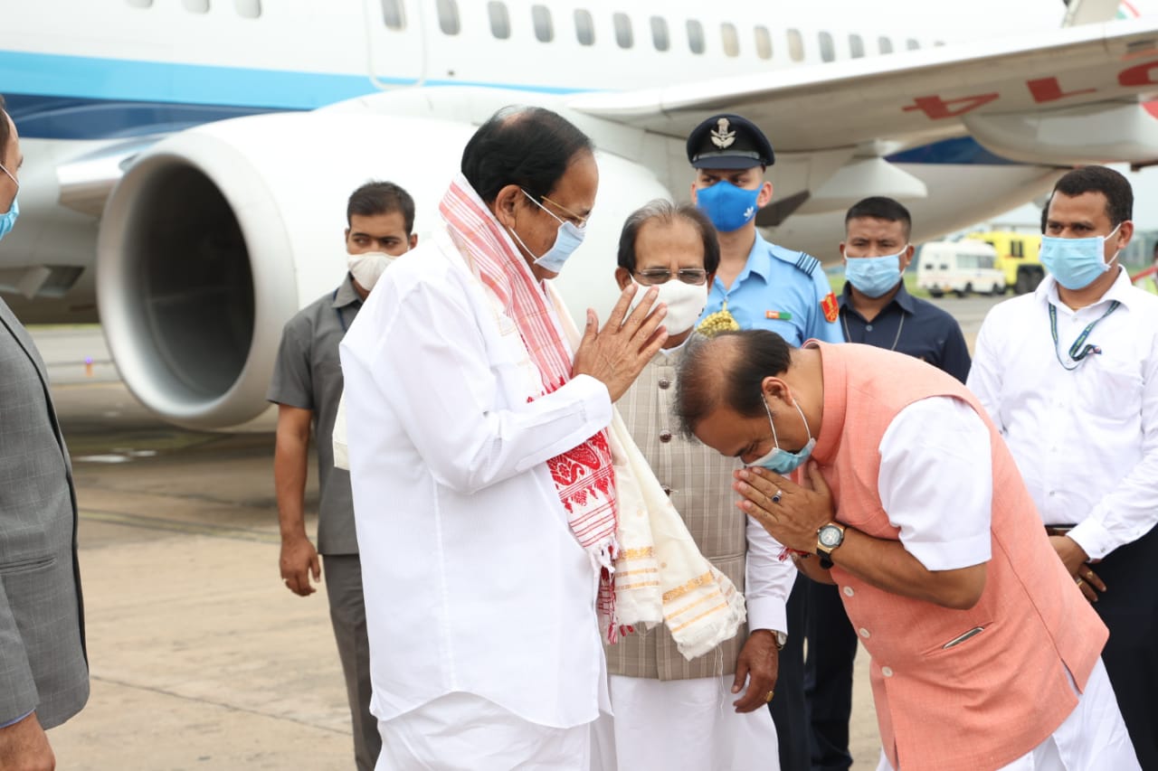 Warm welcome to Vice President Venkaiah Naidu at Guwahati airport