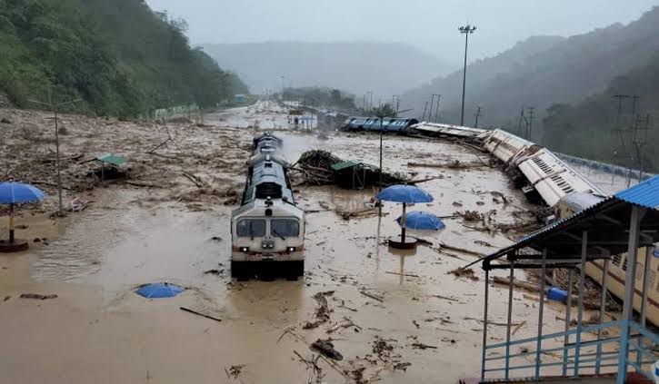 Trains cancelled due to flood and landslide