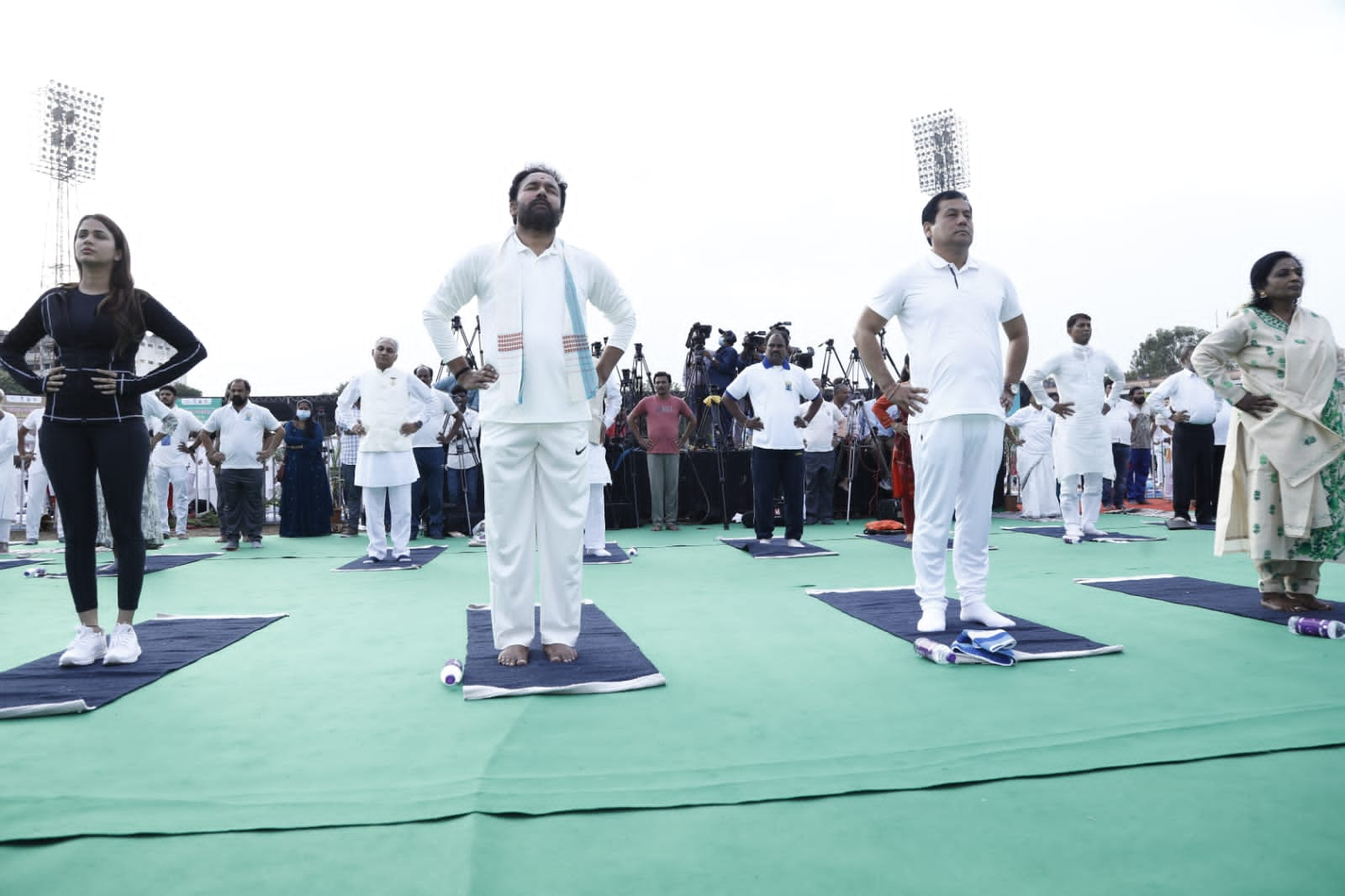 Sarbananda Sonowal at yoga festival in Hyderabad