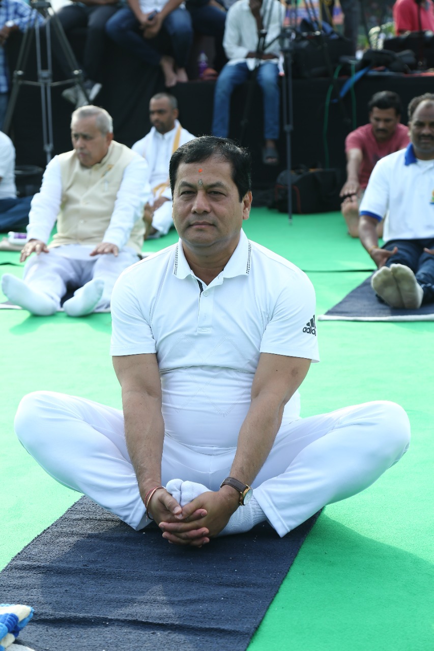 Sarbananda Sonowal at yoga festival in Hyderabad