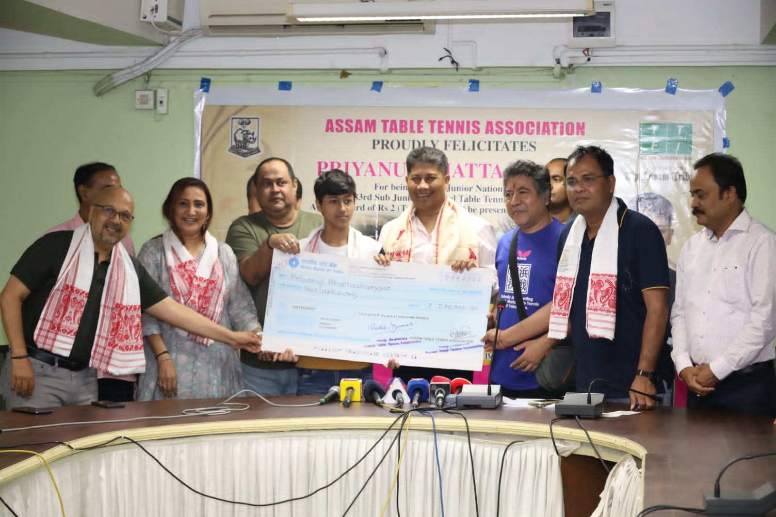 Minister Pijush Hazarika at felicitation ceremony of Priyanuj Bhattacharya