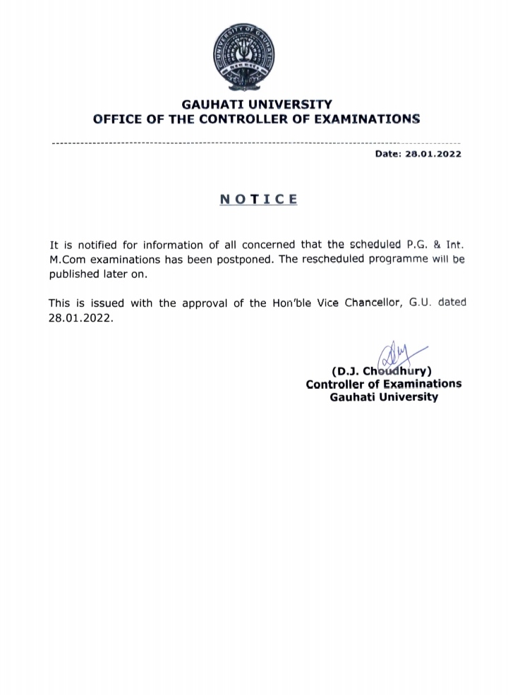 gauhati-university-post-graduate-exam-postponed
