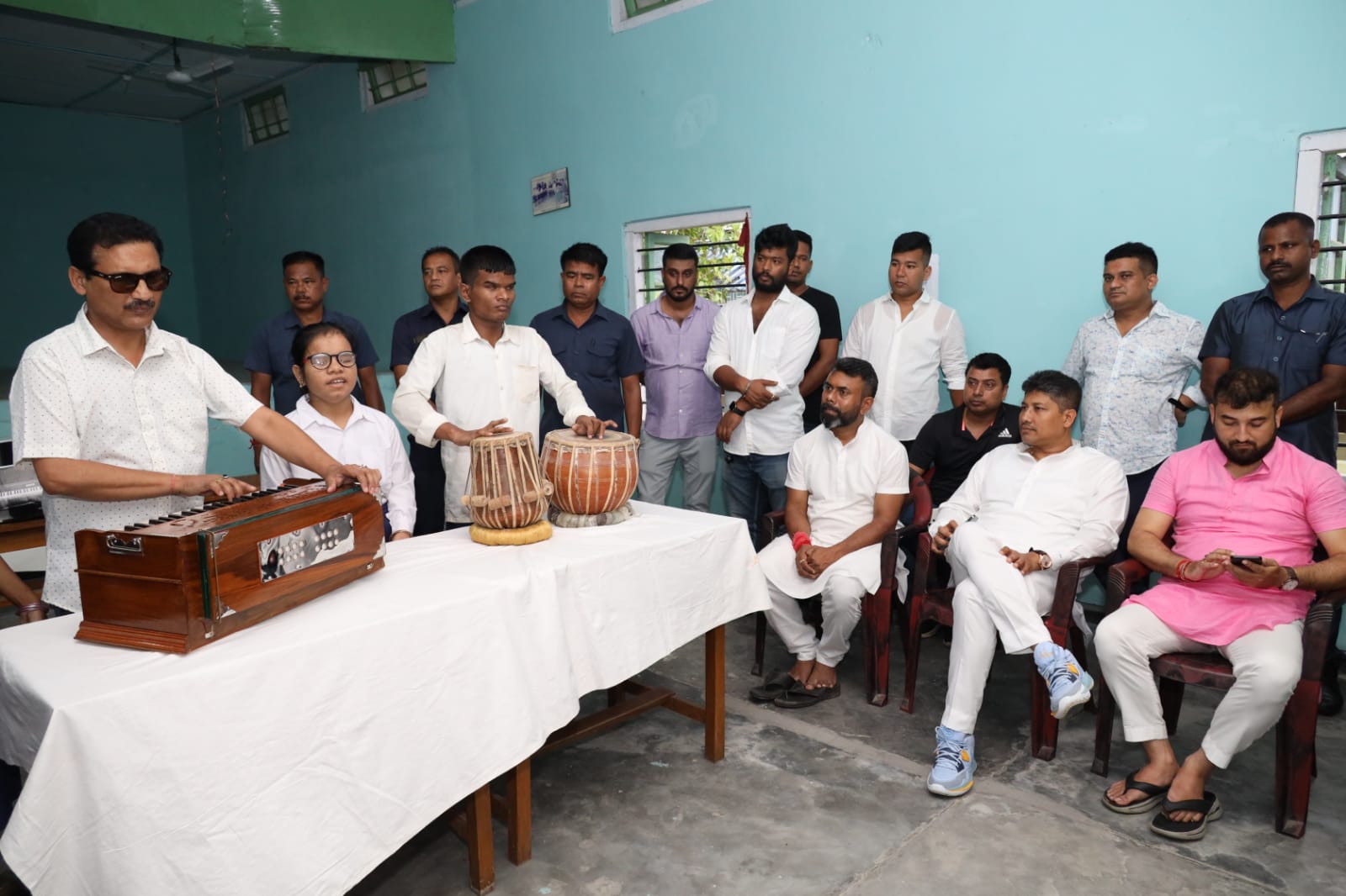 Musical instrument distributed by minister Pijush Hazarika