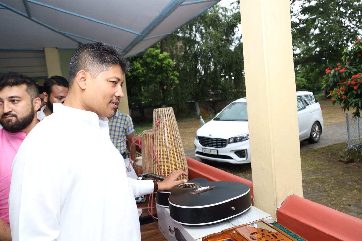 Musical instrument distributed by minister Pijush Hazarika